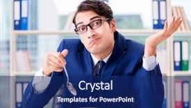  Presentation with gold coins and jewelry - Beautiful slides featuring funny businessman eating gold coins backdrop and a  colored foreground