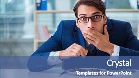  Presentation with gold - Slide set with funny businessman eating gold coins background and a ocean colored foreground