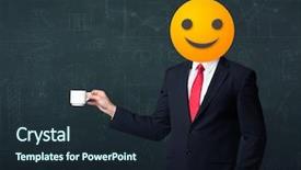  Presentation with funny - Presentation theme having funny businessman wears yellow smiley background and a wine colored foreground