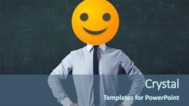  Presentation with funny - Presentation featuring funny businessman wears yellow smiley background and a ocean colored foreground