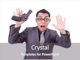 Funny Businessman With Gun PPT template 89 | CrystalGraphics