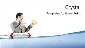  Presentation with rubber duck - Beautiful slide set featuring funny businessman with yellow rubber duck toy backdrop and a white colored foreground