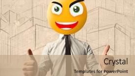  Presentation with yellow - Slides having funny businessman with yellow smiley background and a  colored foreground