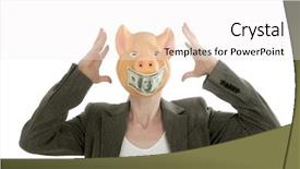  Presentation with wearing a surgical face mask - Theme with funny businesswoman with swine face background and a  colored foreground