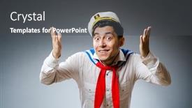  Presentation with hat - Presentation theme with funny-captain-sailor-wearing-hat background and a dark gray colored foreground