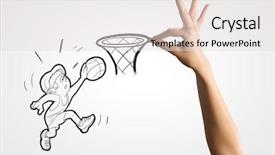  Presentation with basketball - Colorful PPT theme enhanced with funny caricature of basketball player backdrop and a  colored foreground