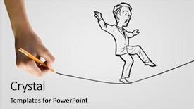  Presentation with nautical rope - Slide deck featuring funny caricature of businessman walking background and a light gray colored foreground