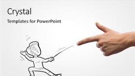  Presentation with funny - PPT theme featuring funny caricature of man fencer background and a white colored foreground