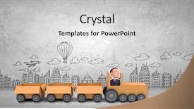  Presentation with box carton - Slide set having funny cartoon image of businessman background and a  colored foreground