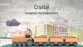  Presentation with funny cartoon - Beautiful slide set featuring funny cartoon image of businessman backdrop and a light gray colored foreground