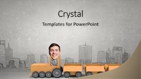  Presentation with box carton - Slide set with funny cartoon image of businessman background and a light gray colored foreground