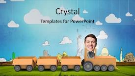  Presentation with funny cartoon - Presentation theme featuring funny cartoon image of businessman background and a  colored foreground