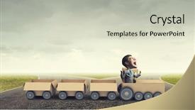  Presentation with box carton - Beautiful slide set featuring funny cartoon image of businessman backdrop and a soft green colored foreground