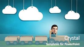  Presentation with box carton - Presentation having funny cartoon image of businessman background and a light blue colored foreground