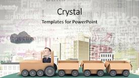  Presentation with box carton - Beautiful PPT theme featuring funny cartoon image of businessman backdrop and a  colored foreground