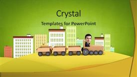  Presentation with box carton - Theme having funny cartoon image of businessman background and a  colored foreground