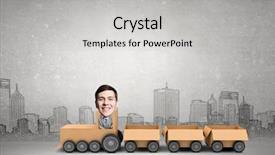  Presentation with box carton - PPT layouts enhanced with funny cartoon image of businessman background and a  colored foreground