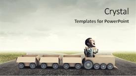  Presentation with box carton - Cool new presentation with funny cartoon image of businessman backdrop and a soft green colored foreground