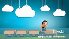  Presentation with box carton - Cool new PPT theme with funny cartoon image of businessman backdrop and a teal colored foreground