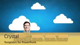  Presentation with box carton - PPT layouts consisting of funny cartoon image of businessman background and a  colored foreground