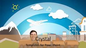  Presentation with funny cartoon - Presentation theme enhanced with funny cartoon image of businessman background and a  colored foreground