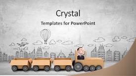  Presentation with box carton - Theme featuring funny cartoon image of businessman background and a light gray colored foreground