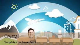  Presentation with box carton - Audience pleasing PPT theme consisting of funny cartoon image of businessman backdrop and a  colored foreground