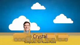  Presentation with box carton - Audience pleasing slides consisting of funny cartoon image of businessman backdrop and a gold colored foreground