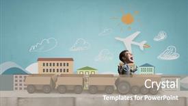  Presentation with box carton - PPT layouts with funny cartoon image of businessman background and a gray colored foreground