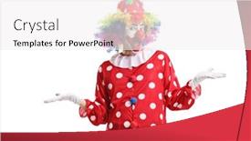  Presentation with clown - Presentation design having funny-cheerful-clown-standing-isolated background and a white colored foreground