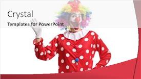  Presentation with clown - Beautiful PPT theme featuring funny-cheerful-clown-waving-isolated backdrop and a white colored foreground