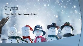 Presentation with new year card - PPT layouts consisting of funny-cheerful-snowmen-standing background and a light blue colored foreground