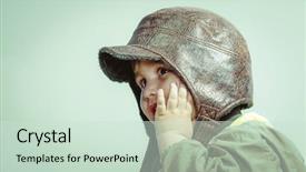  Presentation with war and peace - Colorful PPT layouts enhanced with funny child dressed in militar backdrop and a soft green colored foreground