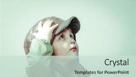  Presentation with cute - Cool new slides with funny child dressed in militar backdrop and a soft green colored foreground