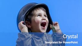  Presentation with dress for success - Audience pleasing slides consisting of funny child dressed in militar backdrop and a teal colored foreground