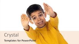  Presentation with saying - Slide deck enhanced with funny-child-saying-stop background and a gold colored foreground