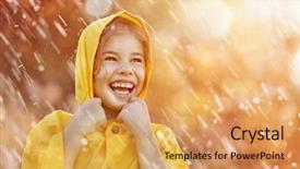  Presentation with rainfall - Beautiful slide deck featuring funny child under the autumn backdrop and a yellow colored foreground