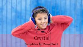  Presentation with blue music - PPT theme enhanced with funny-child-with-dark-hair background and a red colored foreground