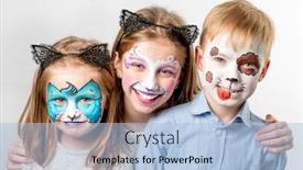  Presentation with funny animal - Presentation design enhanced with funny-children-with-animal-face background and a light blue colored foreground