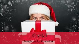  Presentation with sexy santa woman red - Audience pleasing presentation consisting of funny christmas - excited blonde woman in red backdrop and a red colored foreground