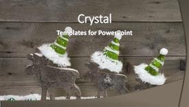  Presentation with elks - Slide set enhanced with funny christmas card with three elks wearing green santa hats for a greetings on a grey wooden background with snow for a greeting card background and a dark gray colored foreground