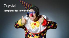  Presentation with clown - Slide deck consisting of funny clown against dark background background and a dark gray colored foreground