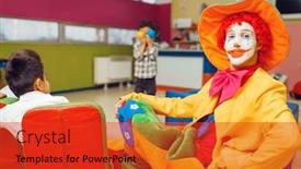  Presentation with clown - Beautiful PPT theme featuring funny-clown-animator-and-group backdrop and a red colored foreground