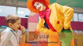  Presentation with clown - PPT theme enhanced with funny-clown-animator-dancing background and a gold colored foreground
