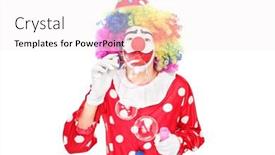  Presentation with clown - Cool new presentation design with funny-clown-blowing-bubbles-isolated backdrop and a white colored foreground