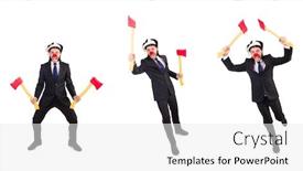  Presentation with clown - Amazing presentation theme having funny-clown-businessman-isolated backdrop and a white colored foreground