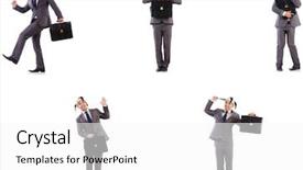  Presentation with clown - Colorful presentation theme enhanced with funny clown businessman with briefcase backdrop and a white colored foreground