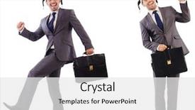  Presentation with urine of funny - Presentation consisting of funny clown businessman with briefcase background and a white colored foreground