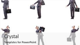  Presentation with funny cow on cow farm - Slide deck with funny clown businessman with briefcase background and a white colored foreground