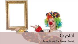  Presentation with clown - Beautiful presentation featuring funny clown girl with frame backdrop and a coral colored foreground